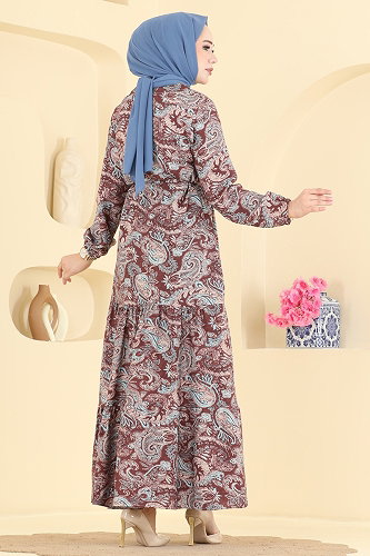 moda selvim Dress 6154ORG1169 Brown - Thumbnail