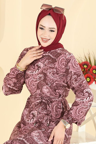 moda selvim الفستان خمري 6154ORG1169 - Thumbnail