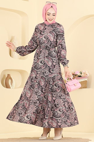 moda selvim Dress 6154ORG1169 Damson - Thumbnail
