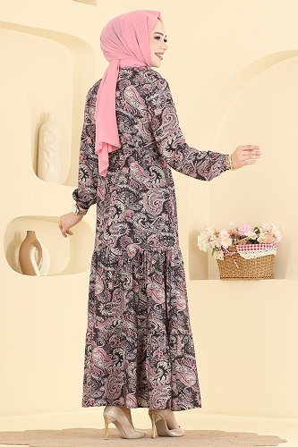 moda selvim Dress 6154ORG1169 Damson - Thumbnail