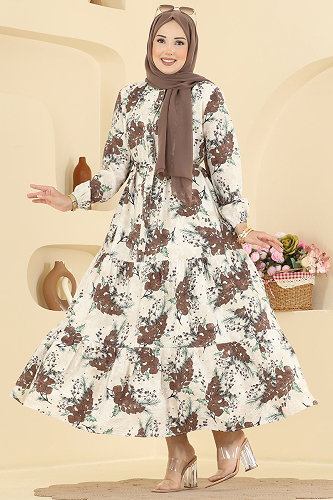 moda selvim Dress 6156ORG1169 Brown - Thumbnail