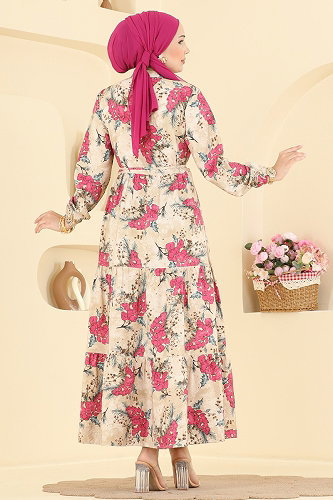 moda selvim Dress 6156ORG1169 Fuchsia - Thumbnail