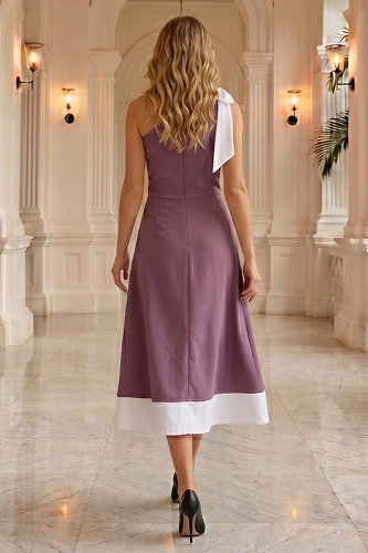moda selvim Dress 61575JNT1202 Dark Lilac - Thumbnail