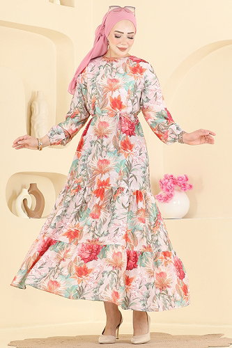 moda selvim الفستان برتقالي 6157ORG1169 - Thumbnail