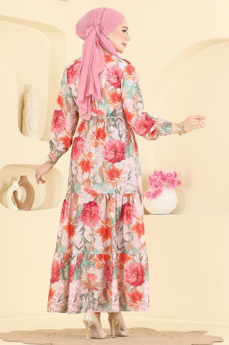 moda selvim الفستان برتقالي 6157ORG1169 - Thumbnail