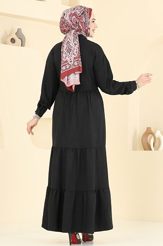 moda selvim Dress 6162BSK463 Black - Thumbnail