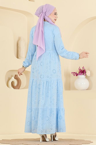 moda selvim Dress 6162ORG1169 Baby Blue - Thumbnail