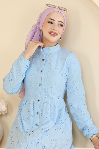 moda selvim الفستان أزرق فاتح 6162ORG1169 - Thumbnail