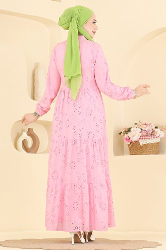 moda selvim Dress 6162ORG1169 Pink - Thumbnail
