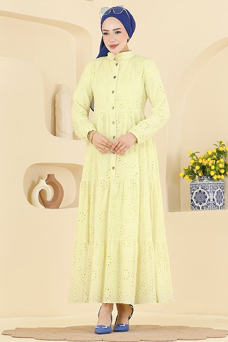 moda selvim Dress 6162ORG1169 Yellow - Thumbnail