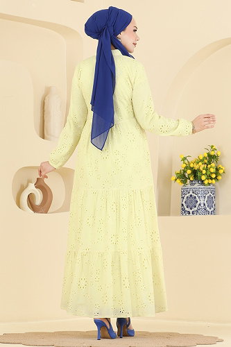 moda selvim Dress 6162ORG1169 Yellow - Thumbnail
