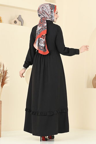 moda selvim الفستان أسود 6205BSK463 - Thumbnail