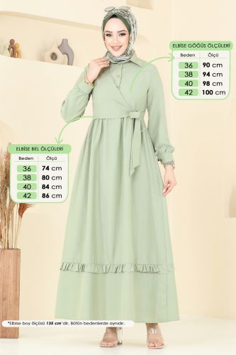 moda selvim Dress 6205BSK463 Light Oil - Thumbnail