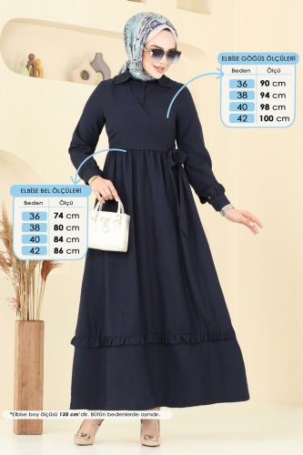 moda selvim الفستان كحلي 6205BSK463 - Thumbnail