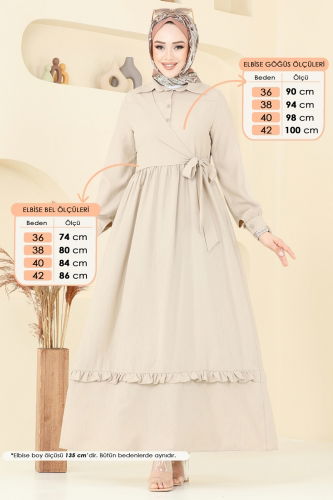 moda selvim الفستان بيج 6205BSK463 - Thumbnail