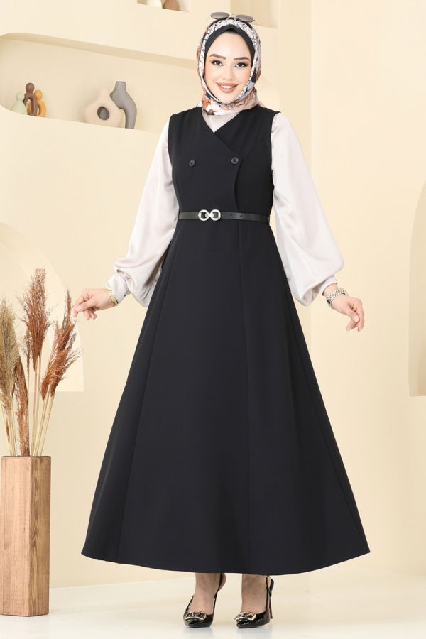 Modaselvim Jile فستان بلا اكمام أسود 6208BSK463