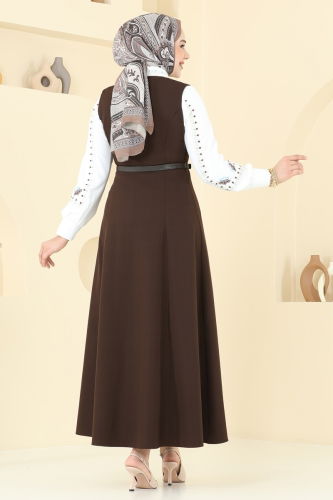 moda selvim DRESS 6208BSK463 Brown - Thumbnail
