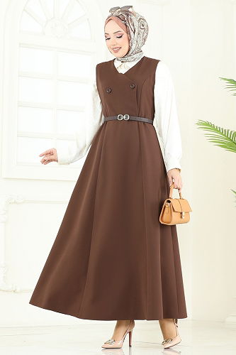 moda selvim DRESS 6208BSK463 Light Brown - Thumbnail
