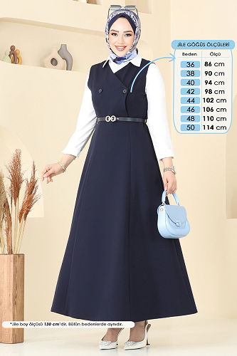 moda selvim DRESS 6208BSK463 Navy Blue - Thumbnail