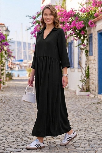 moda selvim Dress 62100JNT1202 Black - Thumbnail