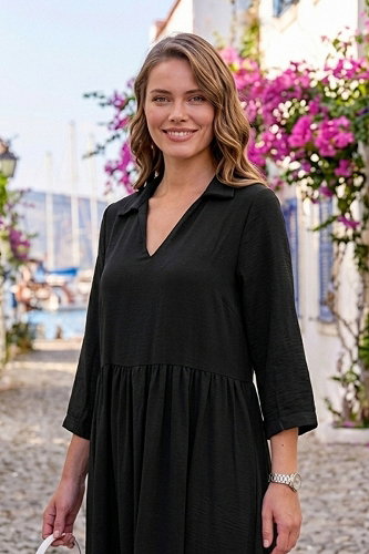 moda selvim Dress 62100JNT1202 Black - Thumbnail