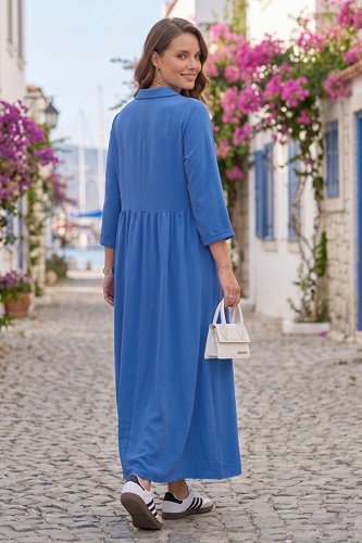 moda selvim الفستان ازرق 62100JNT1202 - Thumbnail