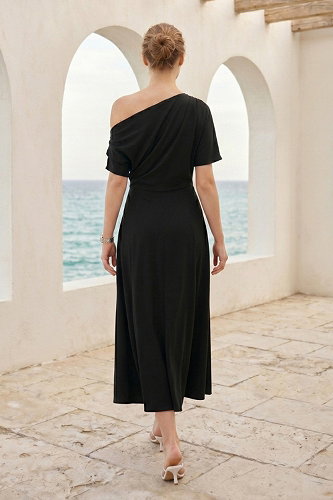 moda selvim Dress 62224JNT1202 Black - Thumbnail