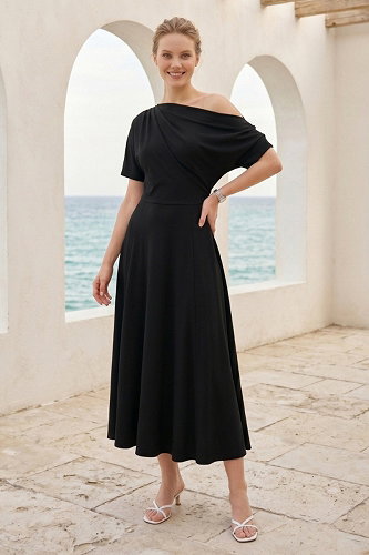 moda selvim الفستان أسود 62224JNT1202 - Thumbnail