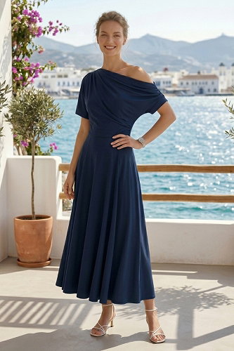 moda selvim Dress 62224JNT1202 Navy Blue - Thumbnail