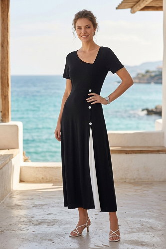 moda selvim Dress 62338JNT1202 Black - Thumbnail
