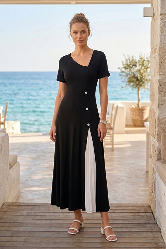 moda selvim الفستان أسود 62338JNT1202 - Thumbnail