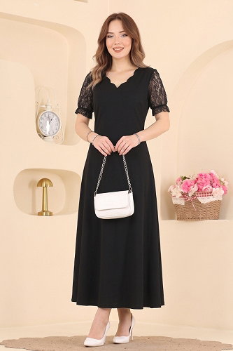 moda selvim Dress 62359JNT1202 Black - Thumbnail