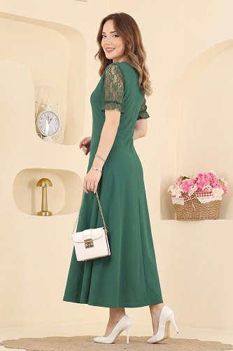 moda selvim Dress 62359JNT1202 Emerald - Thumbnail