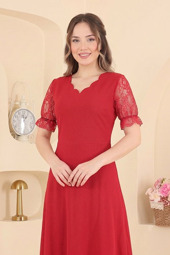 moda selvim Dress 62359JNT1202 Red - Thumbnail
