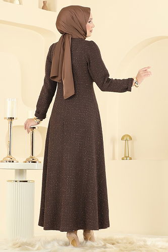 moda selvim Dress 6251BSK463 Brown - Thumbnail