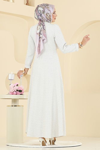 moda selvim Dress 6251BSK463 Stone - Thumbnail