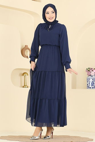 moda selvim Dress 6268BSK463 Navy Blue - Thumbnail