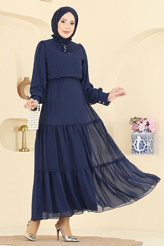 moda selvim الفستان كحلي 6268BSK463 - Thumbnail