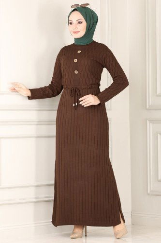 moda selvim 628MT581 البني فستان - Thumbnail