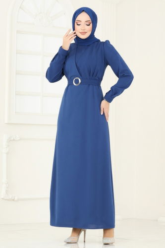 moda selvim Dress 636MSM187 Indigo - Thumbnail