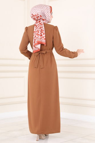 moda selvim Dress 636MSM187 Light Tan - Thumbnail