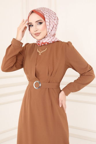 moda selvim Dress 636MSM187 Light Tan - Thumbnail