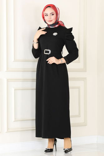 moda selvim Dress 644MSM187 Black - Thumbnail