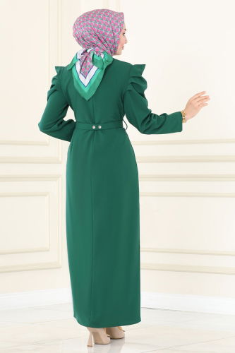 moda selvim Dress 644MSM187 Emerald - Thumbnail