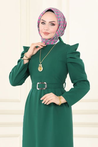 moda selvim Dress 644MSM187 Emerald - Thumbnail