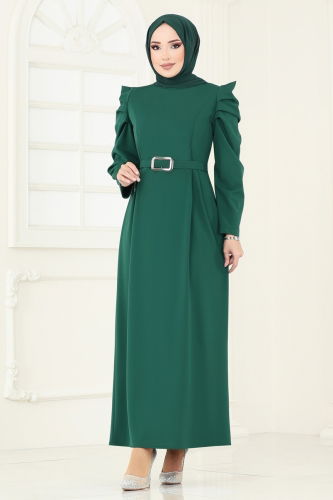 moda selvim Dress 644MSM187 Emerald - Thumbnail