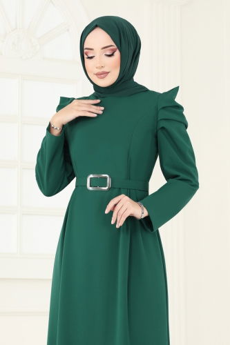 moda selvim Dress 644MSM187 Emerald - Thumbnail