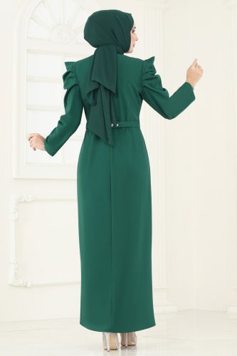 moda selvim Dress 644MSM187 Emerald - Thumbnail