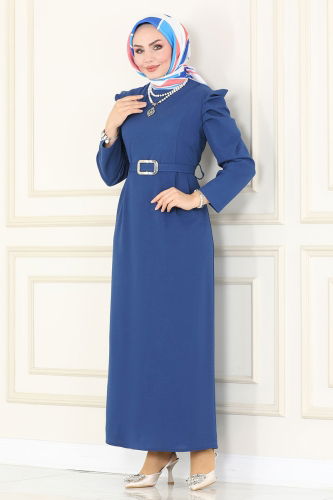 moda selvim Dress 644MSM187 Indigo - Thumbnail