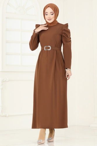 moda selvim Dress 644MSM187 Light Brown - Thumbnail